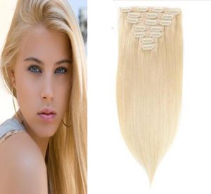 Blonde Clip In Human Hair Extensions 100g human hair clip in extensions 7pcs 8a brazilian virgin hair straight clip in extension7881505