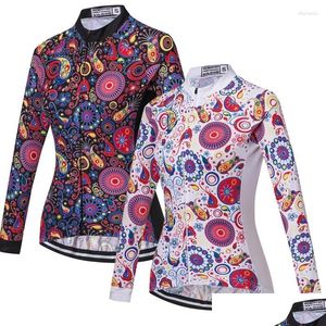 Jaquetas de corrida Mulheres Ciclismo Jersey Manga Longa 2024 Camisa de Bicicleta MTB Bicicleta Desgaste Roupas Ropa Ciclismo Feminino Maillot Sportswear Top Ot40H