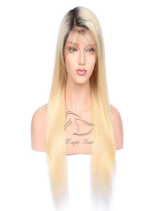 T1B613 Full Lace Human Wig with Baby Hair Pre Plucked Brazilian Remy Hair Ombre Blonde Lace frontal Human Hair Wigs4300568