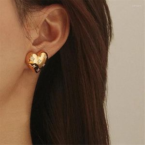 Stud Earrings 2024 Korean Heart Rhinstone Gold Color Simple Earring For Women Fashion Jewelry Vintage Oorbellen Brincos