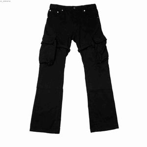 Herrenhosen Herrenhosen CARGO FLARE PANTS Pocket Ribbon Overalls Micro Fashion Fitness High 240308