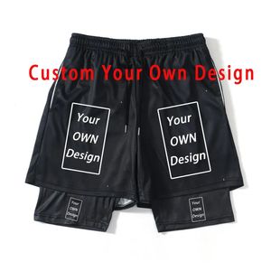 Custom You Own Design Running Shorts Men 2 in 1 Training Gym Black Shorts Fitness Joggers Jogging Summer Sports Workout Shorts 240308