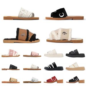 Kvinnor tofflor designer sandaler duk platt glider sommar toppkvalitet plattform kvinnor skor strand utomhus sandale skjutreglage mila beige svart vit dhgate glid