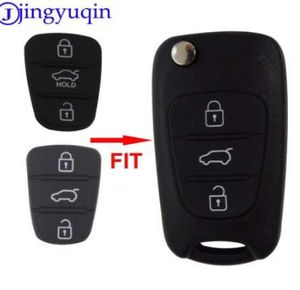 Jingyuqin nova almofada de borracha de substituição 3 botões flip carro remoto chave escudo para hyundai i30 ix35 kia k2 k5 capa chave case2447519