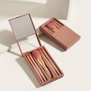 Makeup Brushes Morandi Color Mini Set Soft Fiber Open Window Travel Brush Kit Blush With Mirror Box Cosmetic Women