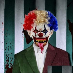 Party Masks Halloween Horror Joker Mask Pennywise Scary Zombie Cosplay Latex Helmet Drop Delivery Dhvv7