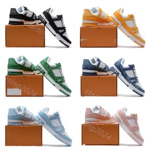 Designer sneaker piatta Virgilio trainer scarpe casual trail low 1 sneakers da basket denim tela pelle abloh bianco rosso blu lettera sovrapposizioni uomo donna trainer T38