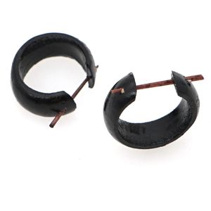 Go2Boho Fashio Naturholz-Ohrringe, dekorativer Ring, Hippie-Stil, Geschenke für Männer und Frauen, schwarz, cool, geteilt, rund, Creolen 240301