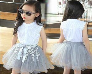 2018 Girls Summer Lace Sukienka dla dzieci na tle bez rękawów sukienka Tutu 2pcs Ubrania dziecięce moda księżniczka dzieci odzież 1755112