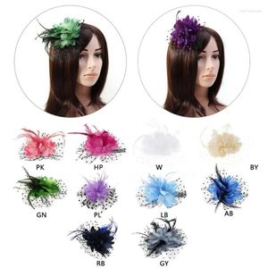 Hårklipp mode 1 PC Kvinnor Brud Mesh Bow Feather Pärlor Bröllop Fascinator Dot Veil Clip Brosch Design