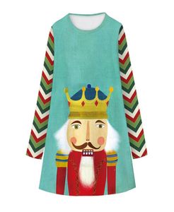 Europa i Ameryka nowe dzieci świąteczne ubrania kreskówka Digital Printing Dress Girls Długie rękawy sukienka urocza moda 039s 6746401