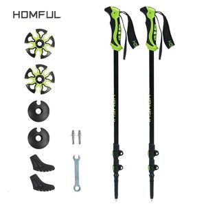 Homfulhitorhike için Nordic Baston Sopa Kamp Yürüyüş Ultralight Ayarlanabilir Teleskopik Alpenstock Trekking Direkleri Tırmanma 240304