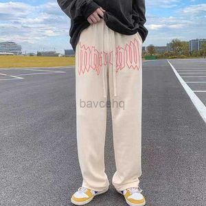 Herr jeans herrar jeans y2k män byxor joggar sweatpants korea stil high street casual wide ben rak baggy brev tryck överdimensionerad 8xl 240308