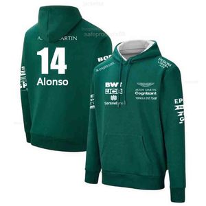 Herrtröjor tröjor Spanien 2023 Aston Martin Alonso Hoodie Uniform Formel 1 Racing Suit F1 Hooded Moto Motorcykel Riding Suit Men's Topy 2K Hoodie