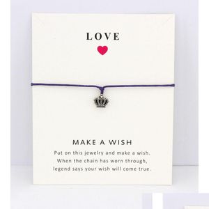 Braccialetti con ciondoli Corona imperiale Chiave di danza Torre Eiffel Carta di fiori margherita Rosa Viola Donna Uomo Ragazza Ragazzo Gioielli Regalo Colore personalizzato Dro Dhn5A