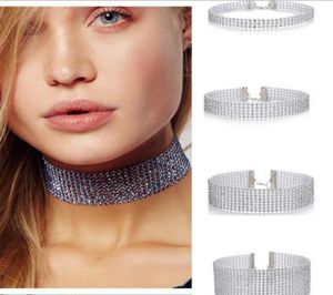 Women Fashion Bridal Rhinestone Crystal Necklace Jewelry Cheap Chokers Necklace For Women Silver Colored Diamond Statement5545358