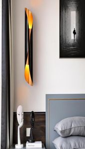 Post Nowoczesna czarna złota lampa ścienna światło LED Contemporate Bedside Wall Light