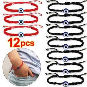 Charme Pulseiras Evil Eye Red Pulseira Mulheres Homens 7 Nó Lucky Handmade Trançado Corda Ajustável Família Amizade Casal Jóias