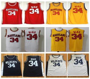 Mens 1985 Maryland Terps 34 Len Bias College Basketball Jerseys Vintage Northwestern Wildcats High School Stitched Shirts Black S6297880