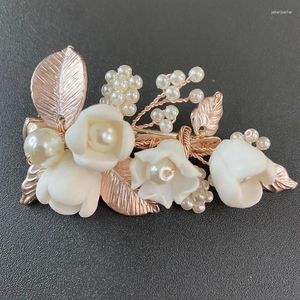 Hair Clips Wedding Clip Barrettes Accessories Pearl Ceramic Flower Hairpin Tiara Bridal Pins Headwear Bride Jewelry