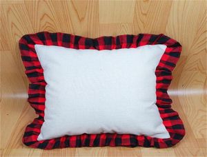 18 inch Blank Sublimation Pillow Case DIY Thermal Linen Cushion Throw Pillow Covers Tartan Plaid Lace Pillowcases Home Decoration 5200215