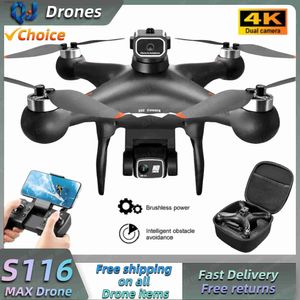 Drones S116 Max Elf drone 4K de alta definição câmera dupla ESC posicionamento de fluxo óptico sem escova 360 evitação de obstáculos WIFI FPV RC brinquedo drone Q240308