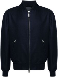Designer Men Jacket Brioni Blue Zip-up Wool Bomber Jacket Spring Ytterkläder Casual kläder Lång ärmjackor LAPEL NECK TOPS