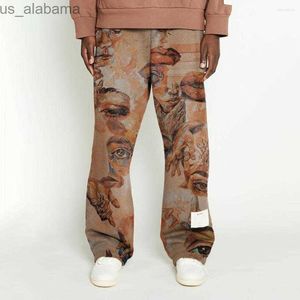 Erkekler Pantolon Mens Pants Pantolon Diğer Yüz Trend Orta Bel Erkekler Büyük Komik Kahverengi Hip-Hop 240308