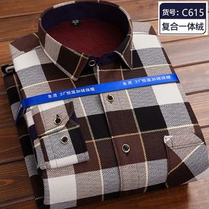 2023 Autumn and Winter Fashion Trend Plaid Shirt Mens Casual Comfort Plus Fleece Thick Warm High Quality Long Sleeve 240305