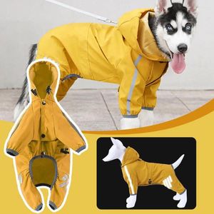 Dog Apparel Hooded Raincoat With Reflective Strip Fashionable Costume Coat Outdoor Waterproof Rain Four-legged Casual Loos P9w4