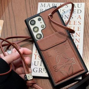 Beauty Phone Cases for iPhone 15 14 Pro Max 13 12 11 18 17 16 X XS Plus Samsung S23 S22 S21 S20 S24 S25 S26 Ultra Luxury Leather Card Crossbody Leather Purse with Logo Box JS