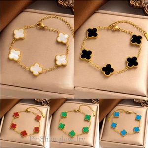 Designer Four-leaf Clover Top Jewelry Accessories Necklace Set Pendant Bracelet Stud Earring Ring of Plated Girl Christmas Engagement Gift No Box Van Clee