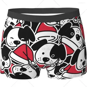 Underpants Funny Dog With Christmas Hat Men's Underwear Boxer Briefs Slight Elasticity Male Shorts Novelty Stylish Gift For Men Boys