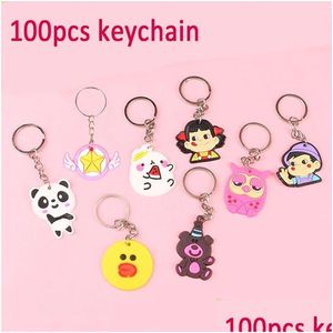 Cina Style Souvenir Torchia di cartone animato all'ingrosso 100 pezzi da 100 pezzi Ainimal Keyring Borse Borse Sile Pvc Cine Chain Gift per donna ragazza ragazzo dhpmy