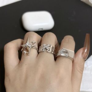 Cluster Rings Couple Ring Korean Ins Fashion Men's Personality Star Y2k Jewelry Accessories Christmas Gift Halloween