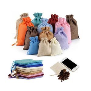 Other Festive Party Supplies Eco-Friendly Mini Burlap Jute Sackcloth Linen Dstring Bags Jewelry Pouches Bag Christmas Gift Packagi Dhsj5