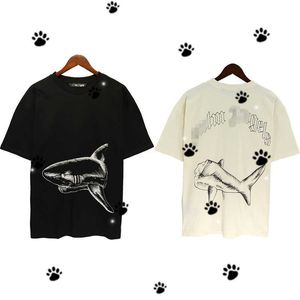 Mens Designer t Shirt Chao Pai Palm Sketching Broken Shark Letter Short Sleeved T-shirt