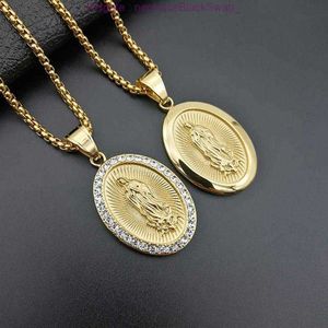 Pendant Necklaces Hip Hop Bling Gold Color Solid Stainless Steel Virgin Mary Pendants Necklace For Men Rapper Jewelry Drop M988