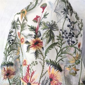 Klänningar Ny vattenlevande blomma broderat nät spetstyg för klänning kvinnors klänningstillbehör diy designer tyg