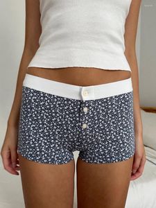 Women's Shorts Combhasaki Summer Y2K Cleanfit Casual Pajama Elastic Band Pattern Print Button Aesthetic Lounge Boxers