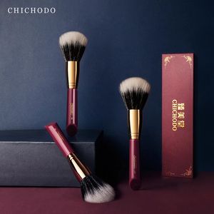 Chichodo Makeup Brush Red Red Rose-High Gaint Guat Powder Brush-Natural Cosmetic Make Up Tools-Beauty 240301