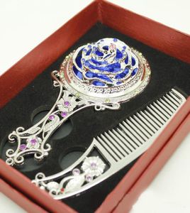 2015 Decor Mirror and Comb Set Rhinestone Handle Mirror Hair Comb Cosmetic Products 5pcslot HZ0367417502