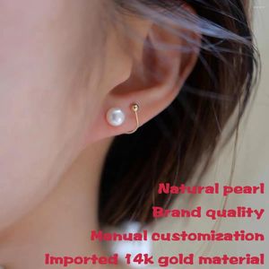 Stud Earrings Women's Natural Pearl 14k Gold Plated Removable Unique Original Design Two Ways To Wear Simple Stylish