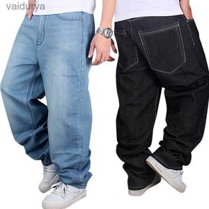 Moda masculina jeans baggy solto hip-hop rap skate streetwear 240308