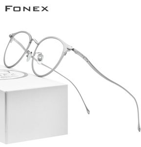 Fonex Pure Titanium Gey Glasses Frames for Women Retro Round Prescription Gen New Vintage Myopia Optical Eyewear 8509 T1723490