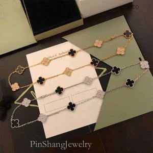 Jewelrys Van Four Leaf Bracelet Cleef Braclet 10 Diamond Clover Brand Fashion Lover Necklace High Quality Gold Designer Nec