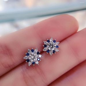 Stud Earrings Silver 925 Original Total 1 Carat Brilliant Cut Diamond Test Past D Color Moissanite Hexagonal Gemstone Jewelry