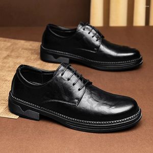 Casual Shoes Mens Wedding Dress Black Men Leather Breathable Oxfords Shoe Lace Up Business Social Male