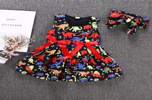 Baby Kids Girls Black Princess Tutu Sukienka dinozaur zwierzęce vestidos Red Bowknot Wstbonowa sukienki bez rękaw