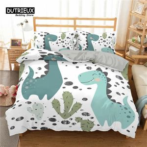 Set di biancheria da letto per bambini con dinosauro dei cartoni animati Copripiumino per animali dei cartoni animati Copripiumino in microfibra con federe per bambini Ragazzi Ragazze Adolescenti 240306